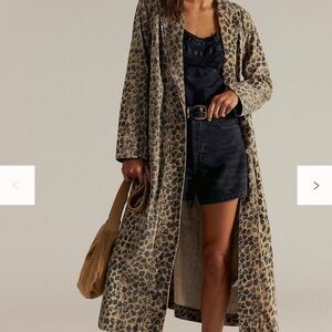 Free People Leopard Print Long Coat